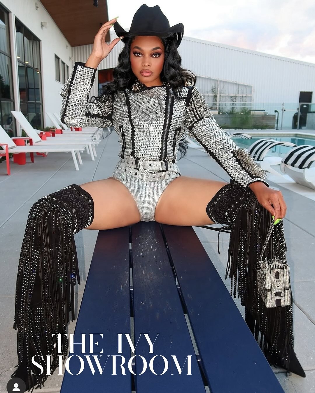 Ride em Cowgirl!!! @iamalonzoarnold in our Philip Plein jacket and boots! Pieces available ONLY